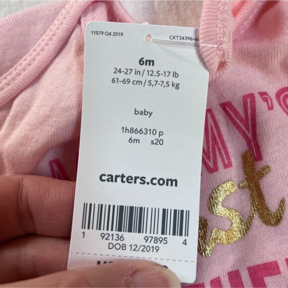 Carters NWT Baby Girls Pink Bodysuit 6M Mommys First Mothers Day Short Sleeve - Picture 4 of 5